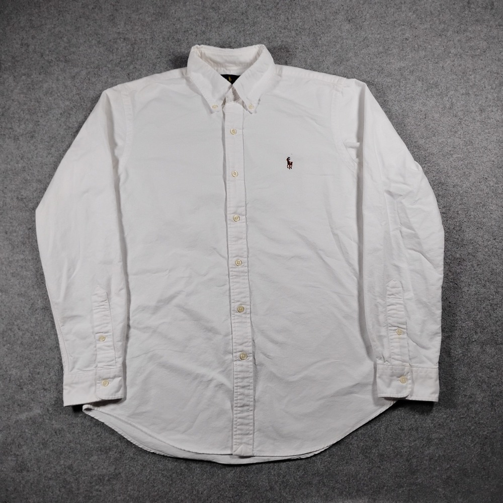 Ralph Lauren Men White Custom Fit Oxford Button Down Long Sleeve Shirt Size M